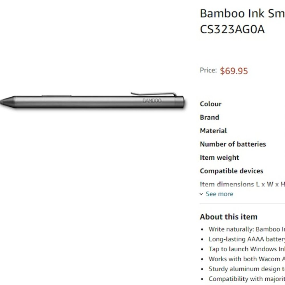 Bamboo Ink Smart Stylus for Windows Ink Second Generation